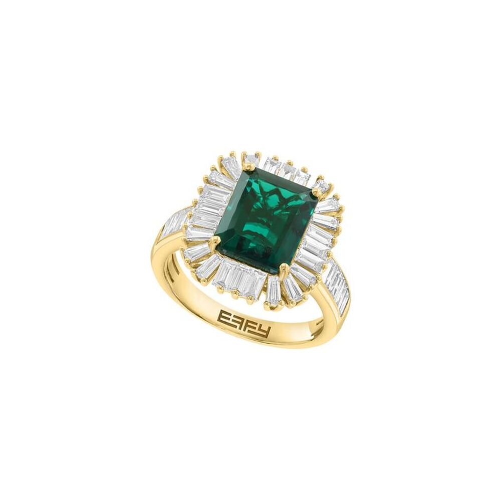 Effy Fine Jewelry 14K 4.17 Ct. Tw. Lab-Grown Diamond & Lab-Grown Emerald Ring